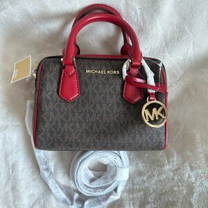 NWT! RARE! MK Michael Kors Mini Bedford Leather Crossbody In Scarlet & Signature